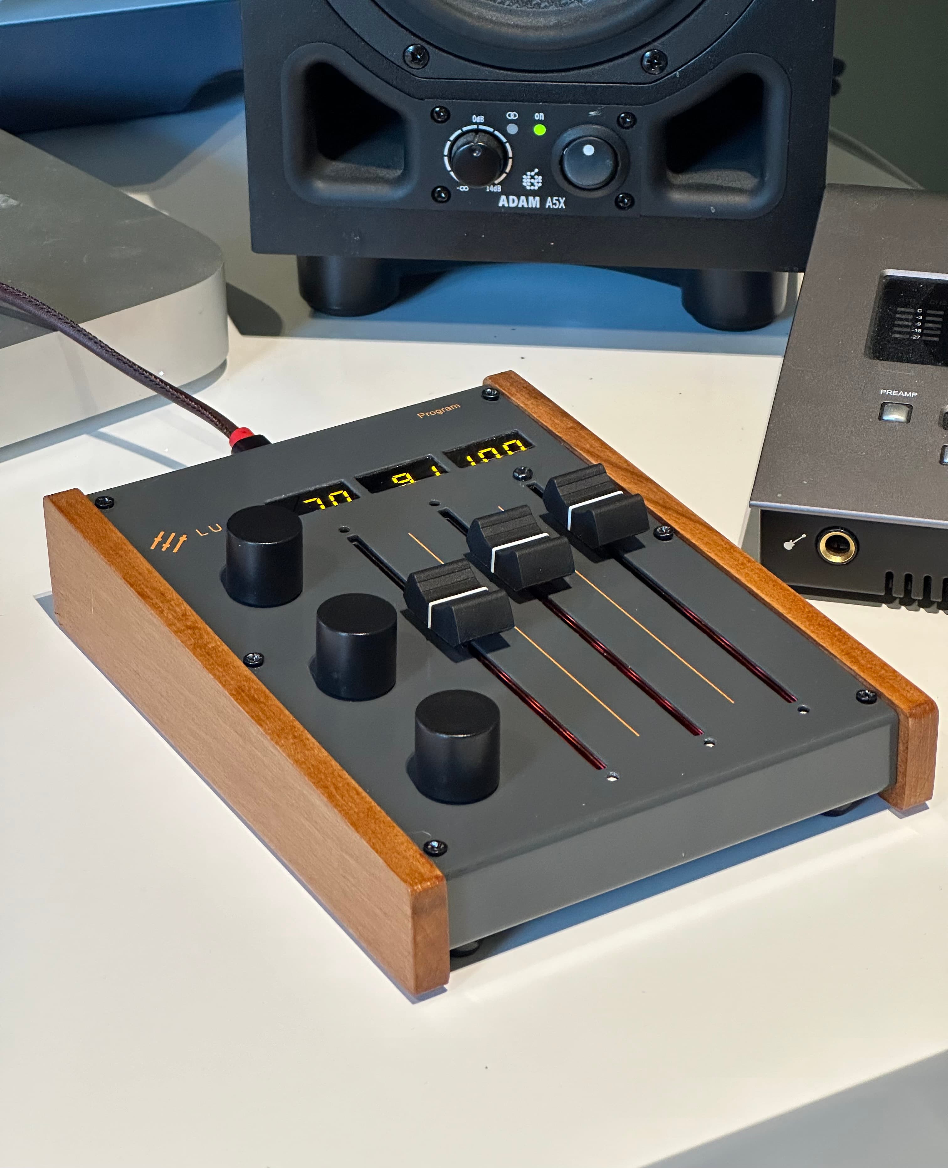 Lujin in studio with monitors