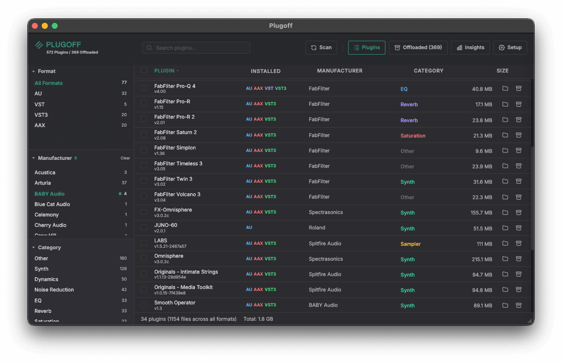 Plugoff DAW Plugin Manager